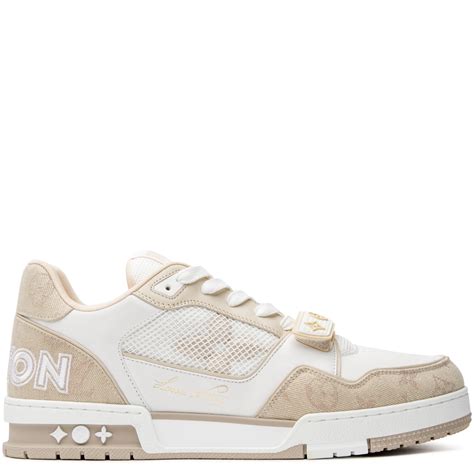 louis vuitton beige white trainer.